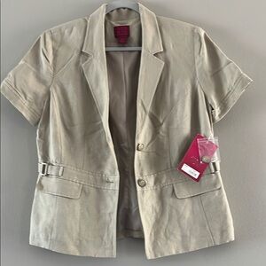 212 Collection Tan Blazer Classic Lapel Short Sleeves